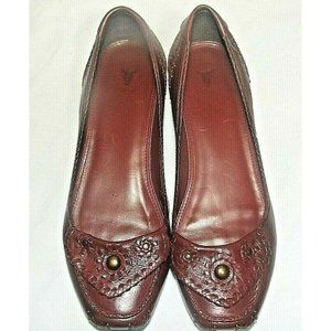 EUC FRYE FLATS SHOES (COGNAC) BURGUNDY 9B